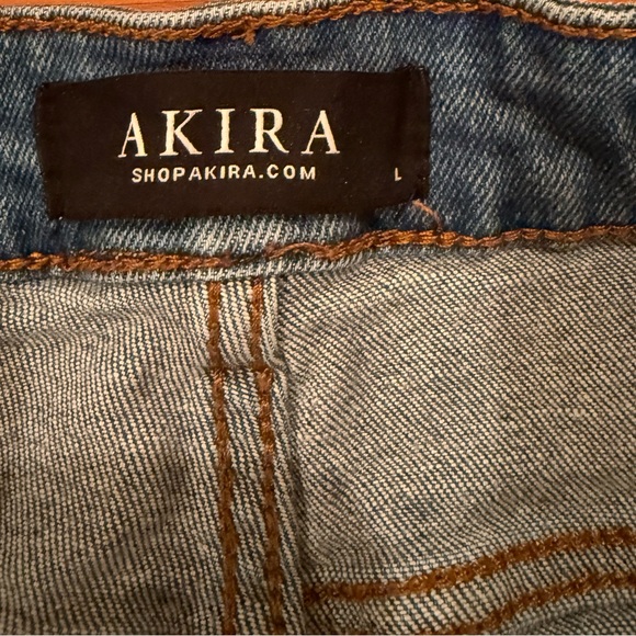 AKIRA Blue and Tan Patchwork Hybrid Jeans Cargo Pockets Jogger Cuff Hem Large - Picture 3 of 14